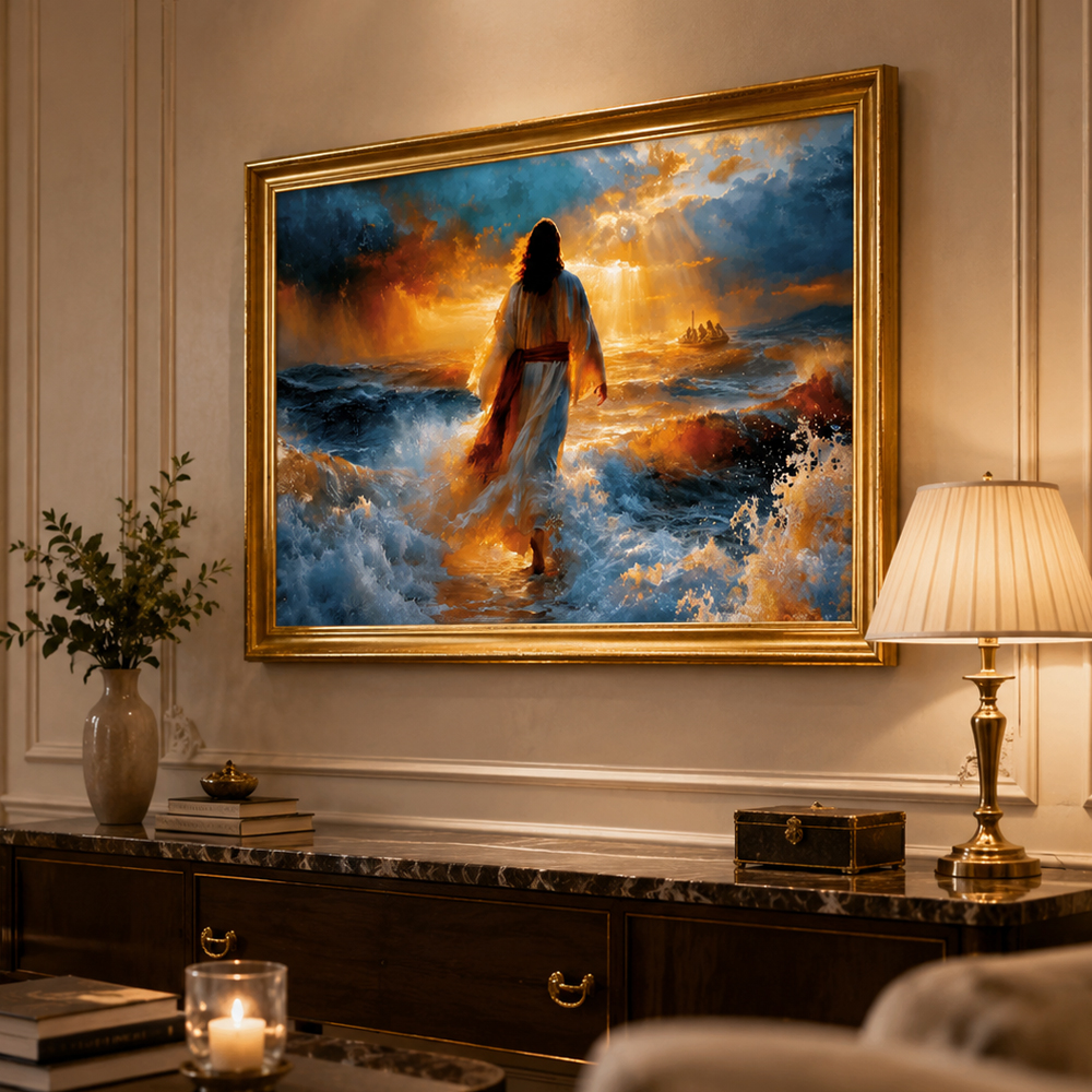 Arte Digital + Mockups - Jesus Caminhando Sobre as Aguas 3