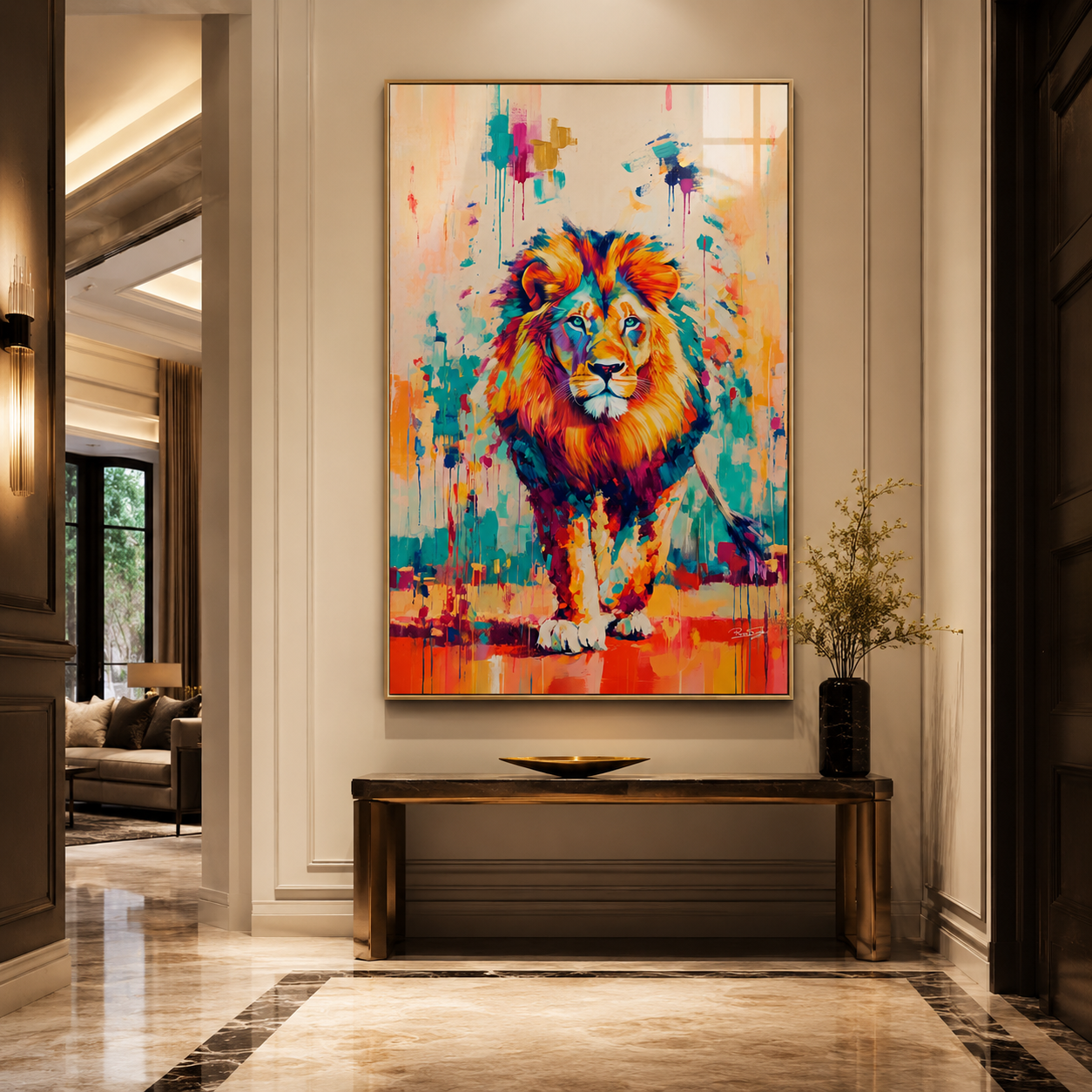 Arte Digital + Mockups - Leão Colorido