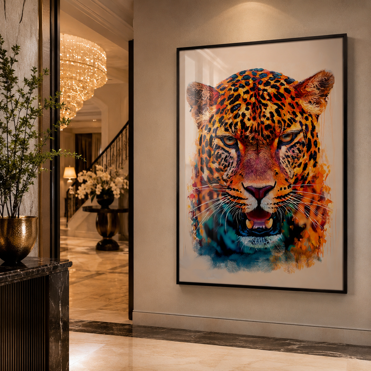 Arte Digital + Mockups - Leopardo Colorido
